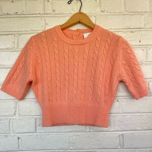 Peach Cable Knit Cropped Sweater